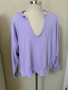 We The Free Lilac Waffle Knit Top